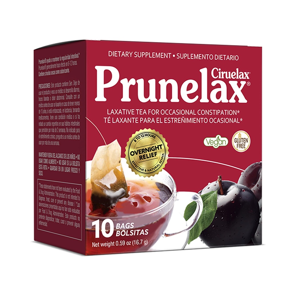 Prunelax Ciruelax Pravidelná síla Laxativní čajové sáčky - Made with Natural Senna Extracts, for Occasional Constolly, Senna Extract - 10 sáčků