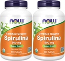 Nyní doplňky, Organic Spirulina 500 mg s vitamíny, minerály a GLA (kyselina gama- linolenová), 500 tablet (balení po 2)