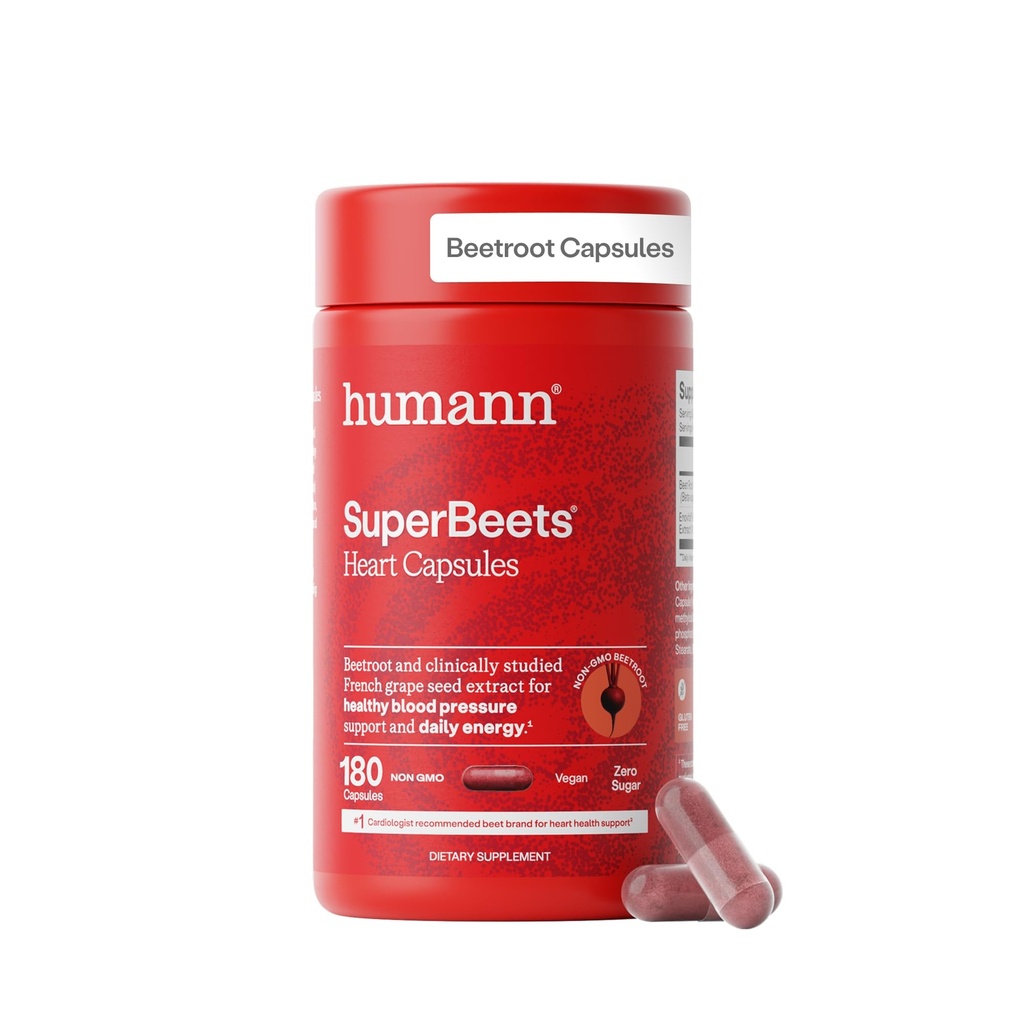 HumanN SuperBeets Kostní kapsle Beet Rychlé uvolnění 1000mg, Pomáhá podporovat výrobu oxidu dusnatého, krevní tlak, srdeční zdraví, Obsahuje non- GMO Beetroot prášek, Studované antioxidanty 180 Počet