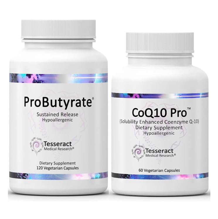 Teseract Medical Research ProButyrate Gut Health Supplement, Butyric Acid Complex & CoQ10 Pro, Coenzym Q10 pro zdraví, svalové zdraví a buněčnou výrobu energie