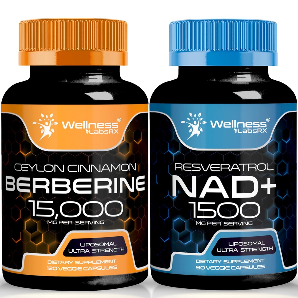 WELLNESS LABSRX NAD Supplement, 1500mg - NAD + with Resveratrol VÝDEJ Berberine 1500mg - Berberine with Ceylon Cinnamon