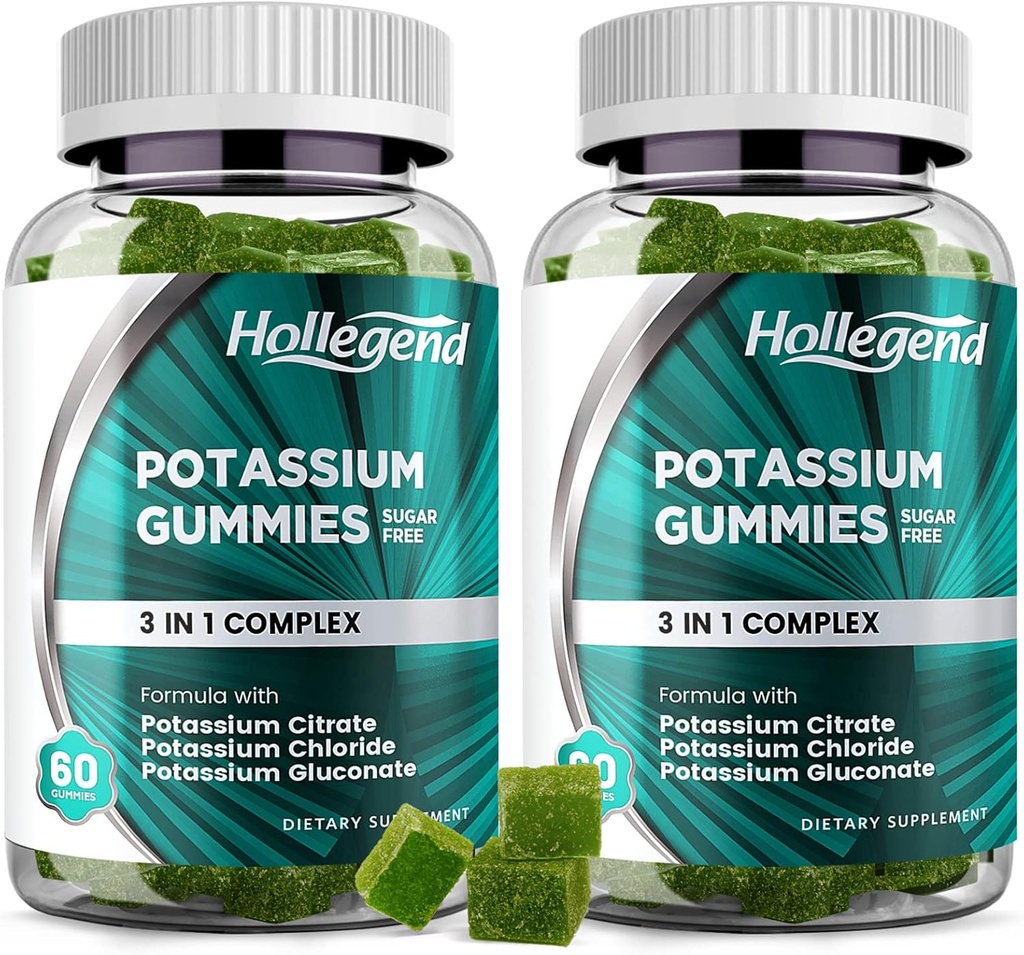 Draslík 3 v 1 Komplexní gumy Sugar Free, Nová formule s 99mg kalium Citrát, Chlorid draselný, Glukonát draselný, Leg křeče a svalové doplňky, 120 Žvýkačky