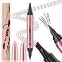Q710 2in1pen, 4- Tip Brow pen & Eyliner, design s koncovými dubicemi, make-up na obočí, microblading obočí pero, vodotěsné, měkký nib, s jedním hladkým zdvihem (2 # Dark Brown)