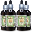 Kava Kava (Piper Methysticum) Glycerit, sušený tekutý extrakt bez kořenového alkoholu (značka: HerbalTerra, Proudly Made in USA) 4x4 fl.oz (4x120 ml)