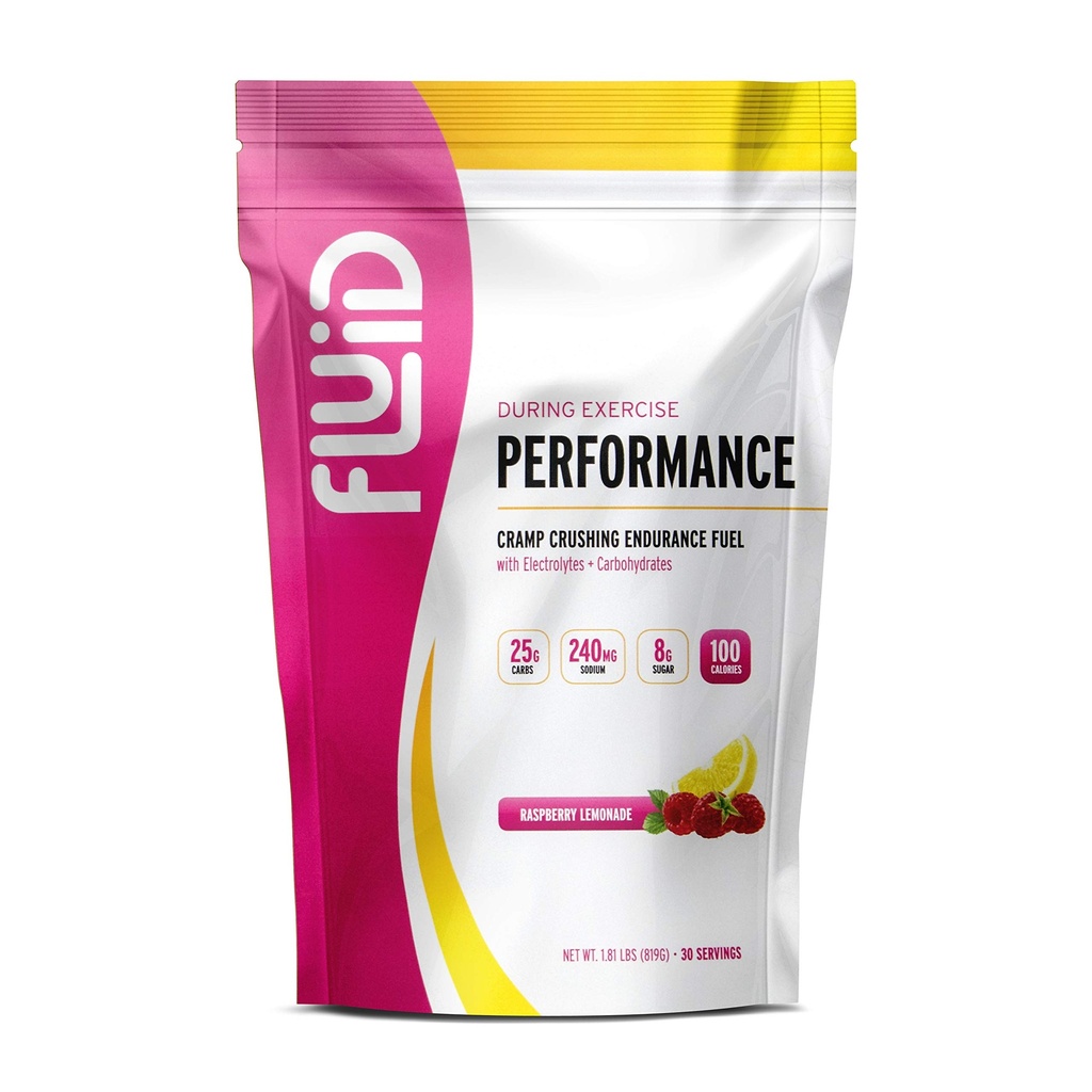 Fluid Performance - Nízký cukr Vytrvalost Palivo Sportovní nápoj Mix s elektrolyty, Všechny přírodní přísady, Gluten-Free pro před nebo během cvičení (Malina Lemonade, 30 Serving)