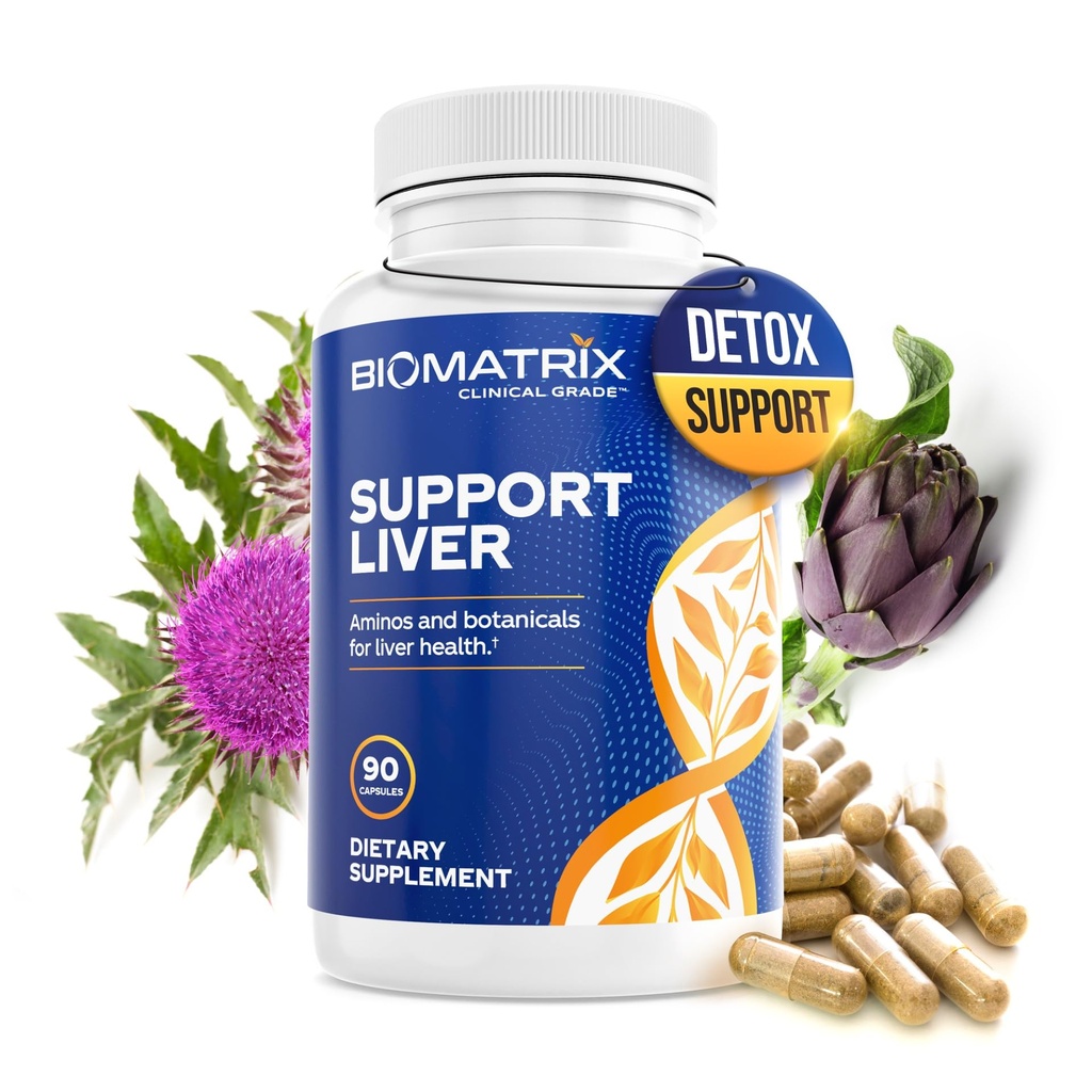 BioMatrix Jaterní čištění Detox & Opravy, Artyčoky Extract jaterní zdravotní vzorec, dodatek jater s mléčným thistle, Taurin, Methionin current 124; 1 + měsíční dodávky pro muže a ženy
