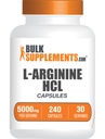 BulkSupplements.com L- Arginin HCl Kapsle - Dodatek k oxidu dusnatému, dodatek k argininu - Bezlepkové, 8 Kapsle per Serving (5000mg), 240 Počet (Balení po 1)