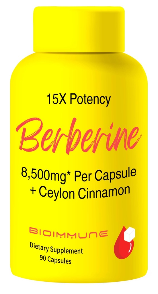 Berberine dodatek 15X Potency, Ceylon Skořice pro zlepšení absorpce a synergické účinky. 8,500mg na kapslí