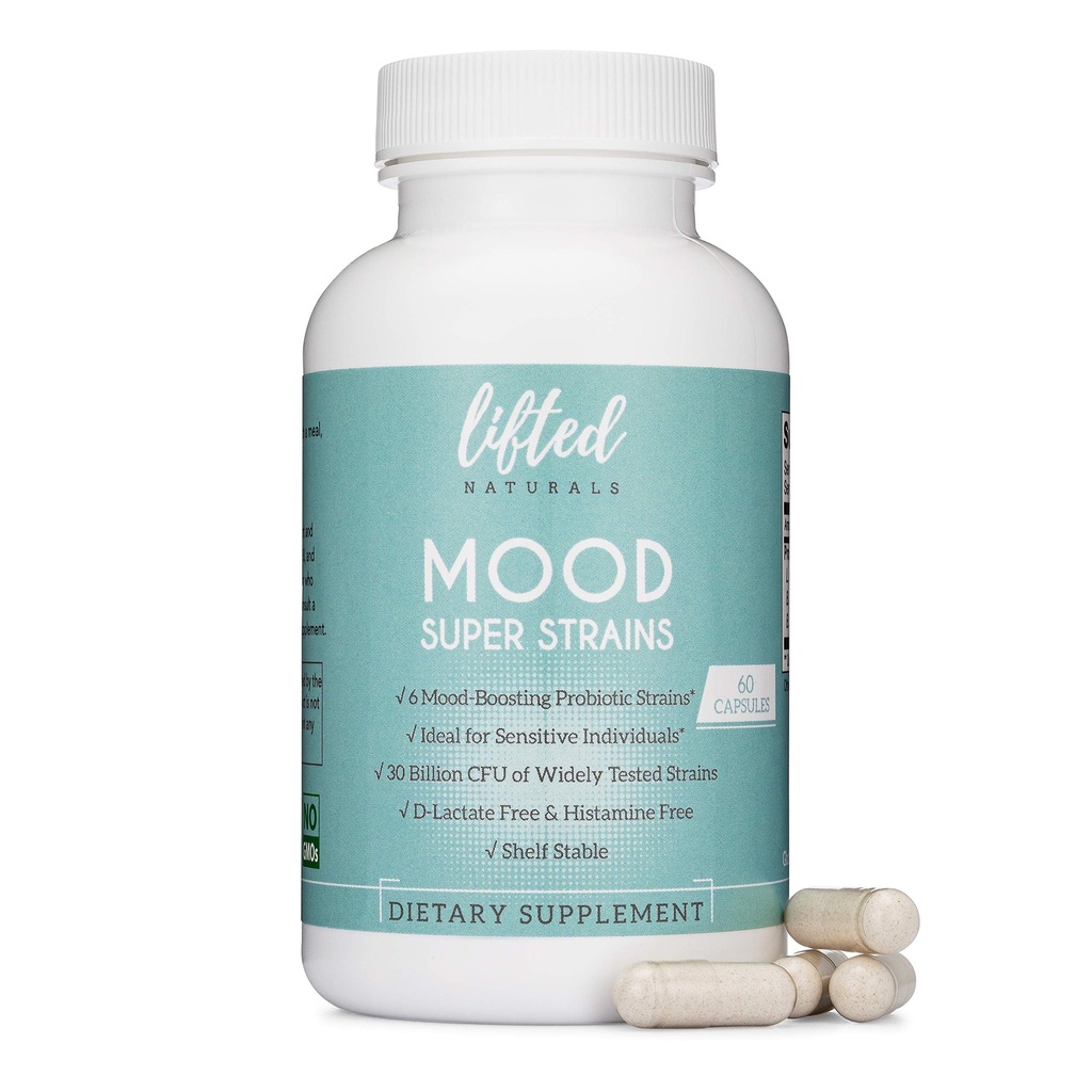 Probiotika - Mood Super Strains Probiotic - Přirozeně podporuje Digestion & Mood - Histamine- Free Probiotika w / L Rhamnosus GG, Stabilní Probiotický dodatek, 60 Day Supply, Non- GMO, Vegan