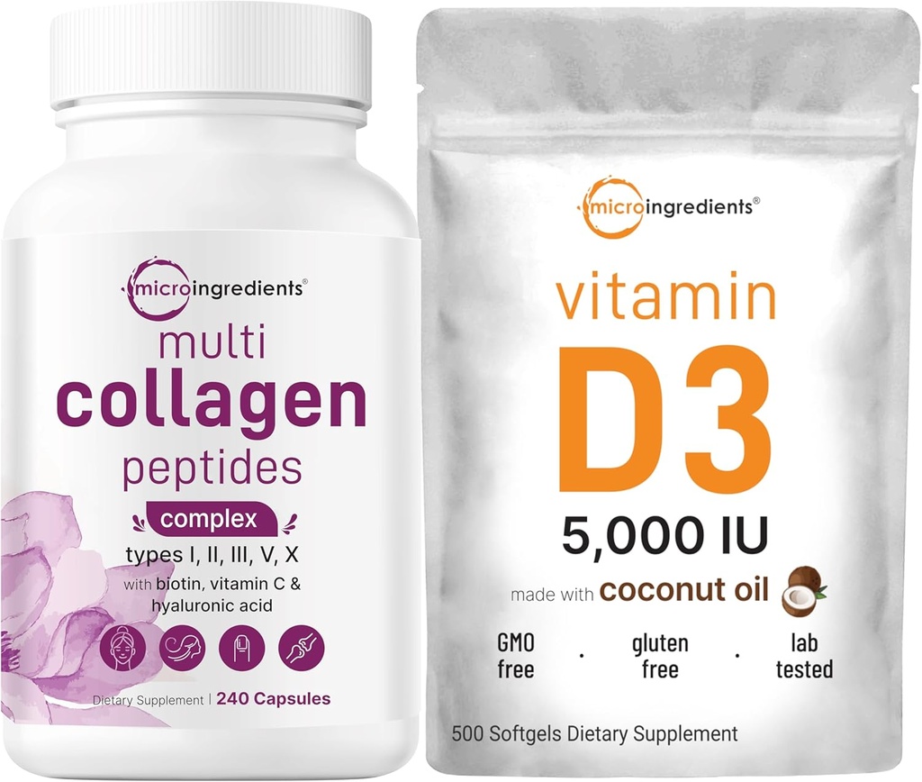 Micro Ingredients Multi Collagen Pills & Vitamin D3 5 000 IU Bundle Pack Př
