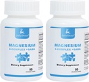 2 Lahvičky Šestinásobný komplex hořčíku 124; 350mg Glycinátu hořečnatého, Malate, Citrát, Taurie, Oxid, L- threonát pro svaloviny, Nerves, & Energy, GABA Sleep Support 124; Vysoká absorpce 124; Vegan 124; 90 Kapsle