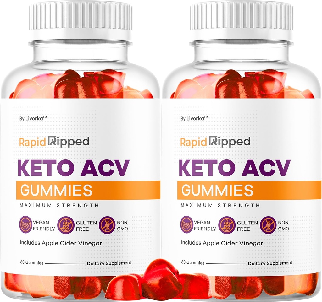 (2 Pack) Rapid Ripped Keto ACV Gummies Support, Rapidrip Keto Plus Apple Cider Ocet Gummy Advanced Formule 1050MG, Všechny přírodní Gomitas Recenze, 120 Gummies pro 2 měsíce