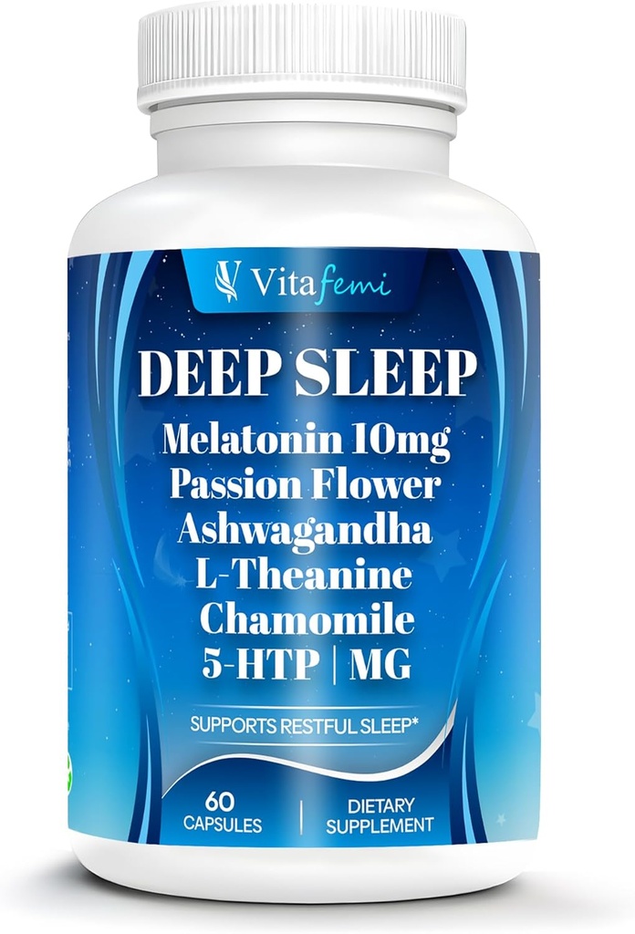 18- in-1 Melatonin10 mg, přírodní doplněk hlubokého spánku pro dospělé, non-Habit Forming, Ashwagandha, L-Theanin, hořčík, heřmánek, 5-HTP, Non-GMO