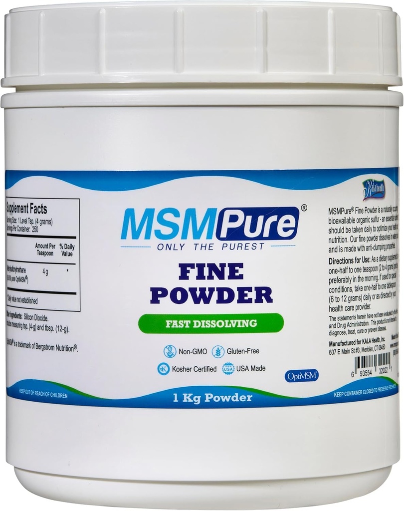 KALA ZDRAVOTNÍ MSMPure Rychlé rozpuštění jemné MSM pudr krystalů - US- Made MSM pro společné zdraví, vzhled kůže, a vlasy a nehtové podpory - 2.2 lb, organická síra