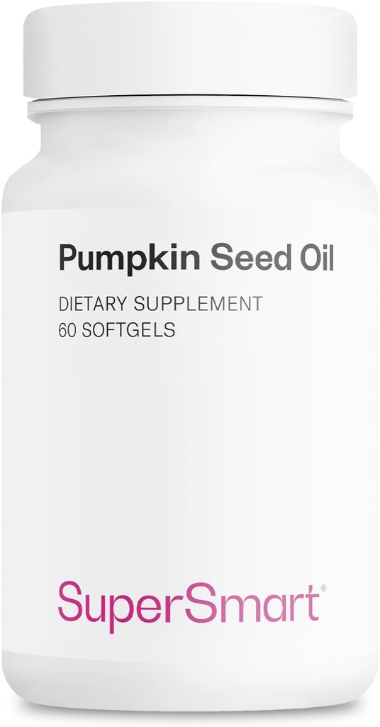 Supersmart - Doplněk k dýňovému semenu 1000mg za den (+ vitamín E) - Dýňový semenný olej pro růst vlasů 124; Non- GMO & gluten zdarma - 60 Softgels