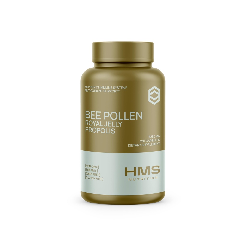 Premium Bee Pollen Denní dietní dodatek - zahrnuje Propolis & Royal Jelly - 3250mg Non- GMO, 120 Vegetariánské kapsle - 30 denní dodávky