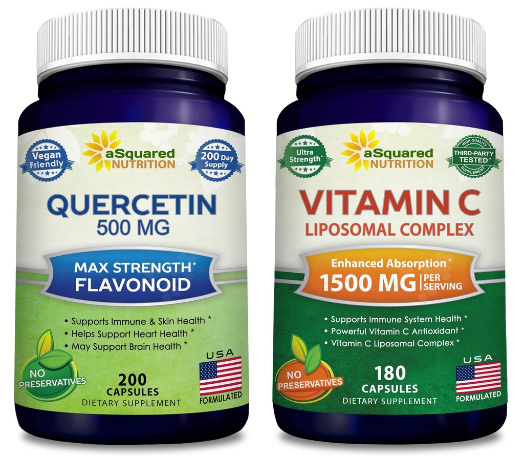 aSquared Nutrition Bundle for Quercetin 500mg & Vitamin C Liposomální komplex 1500mg - Imunitní podpora