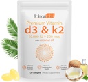 Vitamin D3 K2 Supplement Softgel, 2- in-1 Micro Ingredients Vitamin D3 10000 IU + 200 MCG Vitamin K2, Coconut Oil Softgels, Bez GMO, Dodatek Softgel (120Pcs)