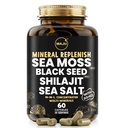 Maju Superfoods 18- in-1 Moss, Black Seed, Shilajit, Sea Salt + D3 & K2, Koncentrované extracts, Stopa Multi minerální kapsle, pro muže a ženy Minerální elektrolyty doplňky