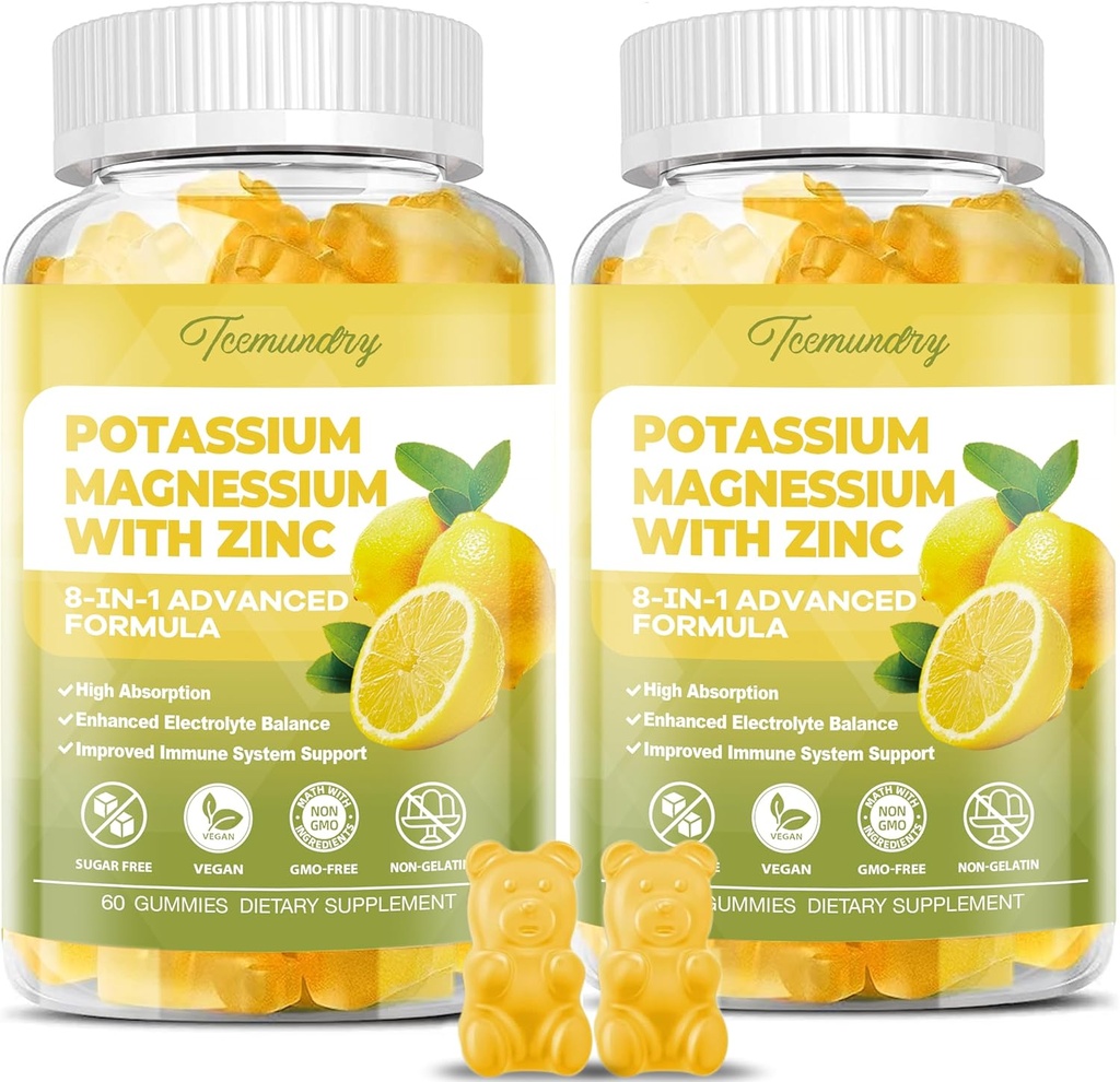 Kalium Supplement Gummies pro dospělé: Citrát draselný 99 mg - Draslík Magnesium dodatek pro svalovinu, Electrolyte, Energie