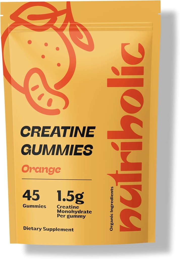 Tvorba monohydrátových žvýkaček pro muže a ženy - Snadno se digest, Vegan, gluten- Free, Non- GMO, 1,5g Creatin per Gummy - 45ct (45 Počet, Orange)