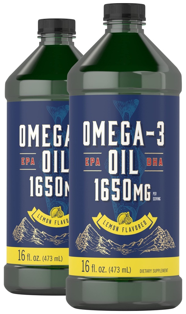 Carlyle Omega 3 Fish Oil Liquid CLAS124; 1650mg CLAS124; 32 fl oz (2 x 16oz Bottles) CLAS124; Lemon Flavor CLAS124; Non-GMO & Gluten zdarma