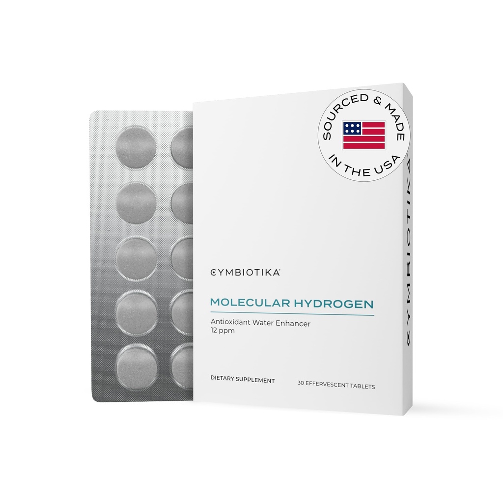 CYMBIOTIKA H2 Molekulární vodíkové vodní tablety s hořčíkem, Energy Boost, Gluten Free, Keto Antioxidant Drink, Rychlé rozpuštění doplňky, Pomáhá bojovat proti zánětu a stresu 30 tablet, 12 ppm
