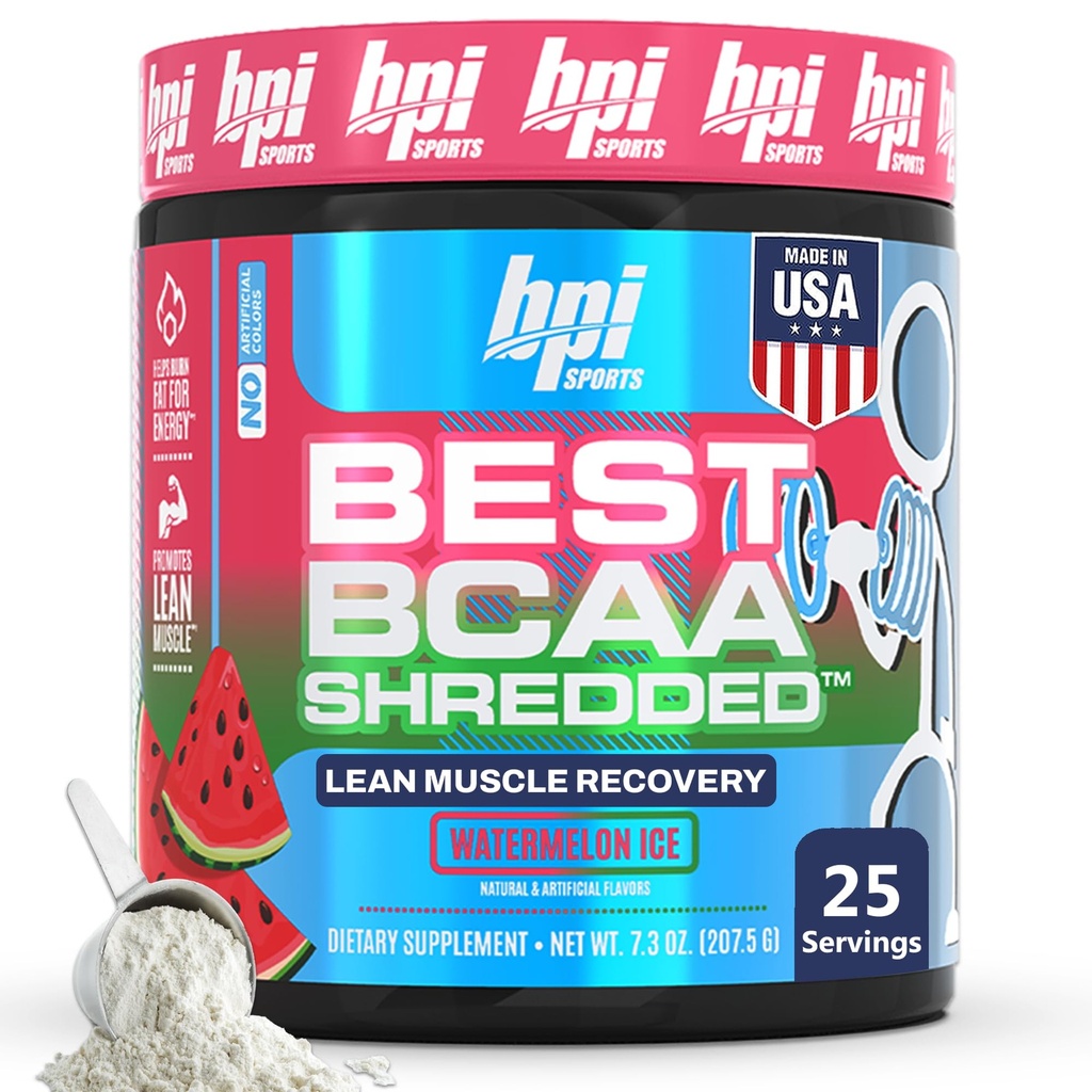 BPI Sports Nejlepší BCAA skartovány - Kofein zdarma termogenní recovery nápoj, Lean Muscle Building BCAA prášek pro ženy a muže, Předcvičení BCAA Amino kyseliny Drink- Meloun ICE - 25 Služební