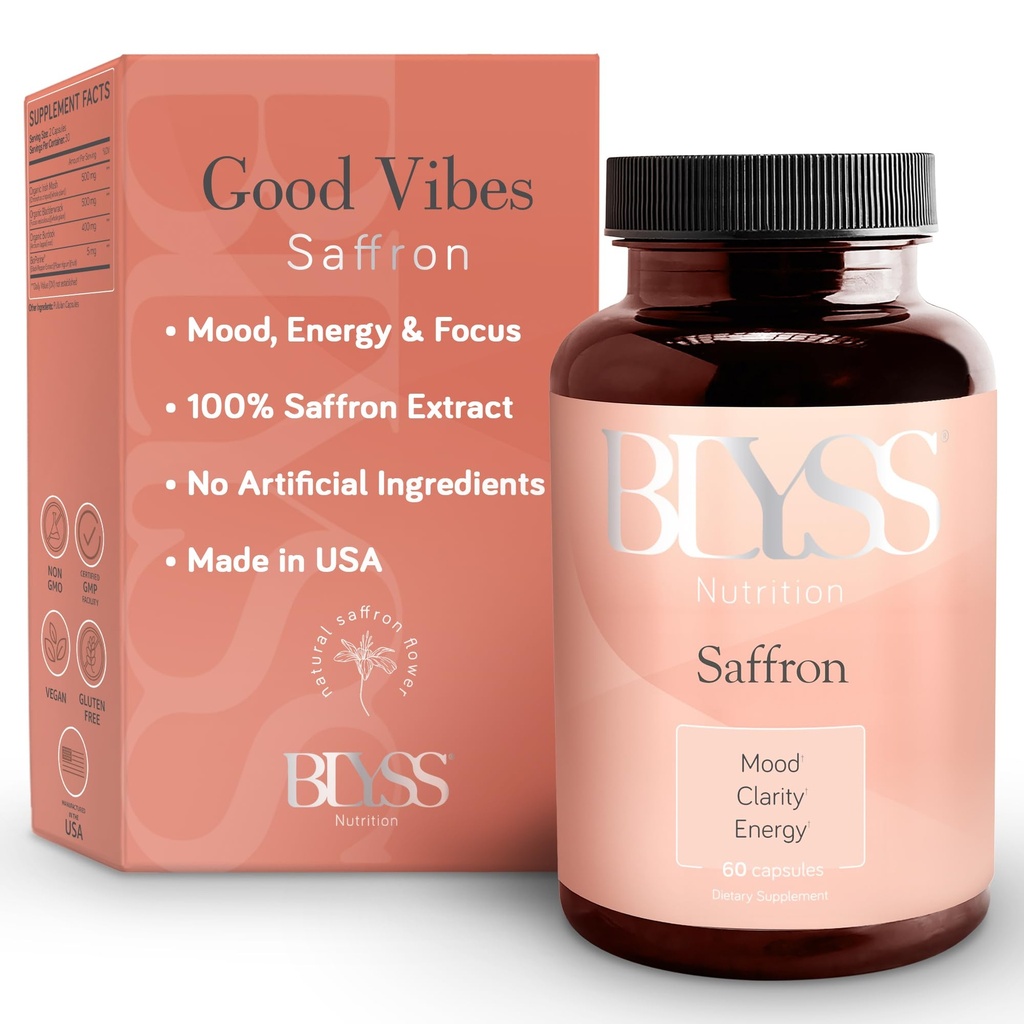 Saffron doplňky - Saffron Extract pilulky pro ženy - Podpůrné mood, Energy Boost, PMS, Duševní Clarity & Metabolismus - Non- GMO, gluten zdarma, 60 Vegan Kapsle