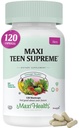 Dospívající Vitamíny pro dívky 12-17 - Dospívající Multivitamin D3, Železo, vápník, Biotin, Zinek, Dědičné Enzymy - Teenager Girl Multi Vitamíny pro zdravou pleť, Imunitní a náladová podpora - 120 Počet