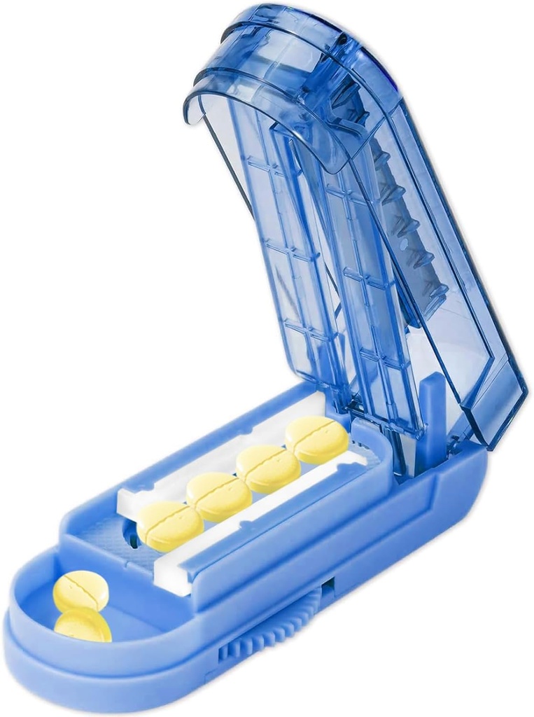 Pill Cutter Splitter pro malé a malé pilulky, Nastavitelný Tablet Splitter přesně řízne několik pilulek najednou. Sharp čepel s bezpečnostní stráží. (Klein Blue)