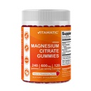 Vitamatic Magnesium Citrate Gummies 600mg per Serving - 240 Vegan Gummies - Natural Raspberry Flavor - High Absorption Magnesium Supplement - Podporuje Nerve, kosti a svalnaté zdraví