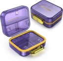 7 Kompartment Travel Pill Box, Pill Organizer Moisture Proof Mini Pill Pouzdro, Malé Pill Box pro kapesní kabelku, Denní portable Medicine Vitamin Box, Fish Oil Box, Doplněk Box (Purple)