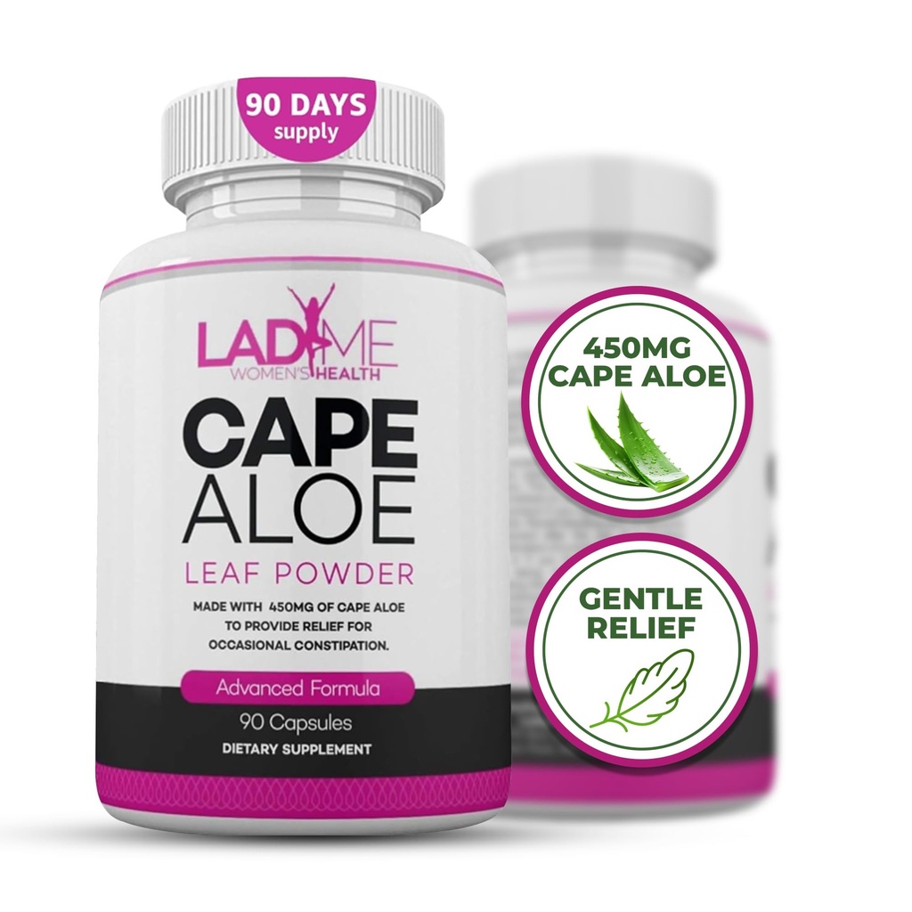 Pure Cape Aloe Herbal Laxative for Contribution Relief - Zdravé Bowel Hnutí - Přírodní Colon Cleanse & Detox Dietní dodatek - Speciálně navržen pro ženy Ladyme - 90 Kapsle