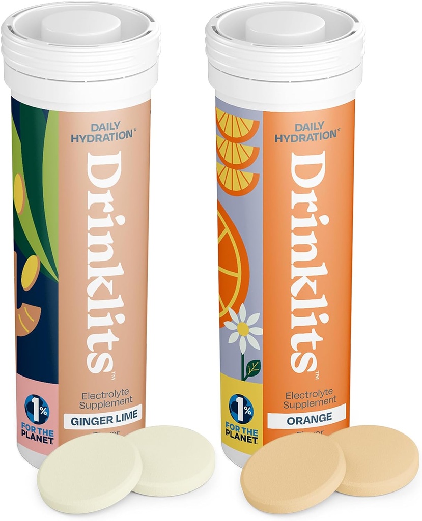 Hydratační tablety drinklits - Electrolytes & Vitamíny 124; Ginger- Lime and Orange - 2 balení (20 porcí)