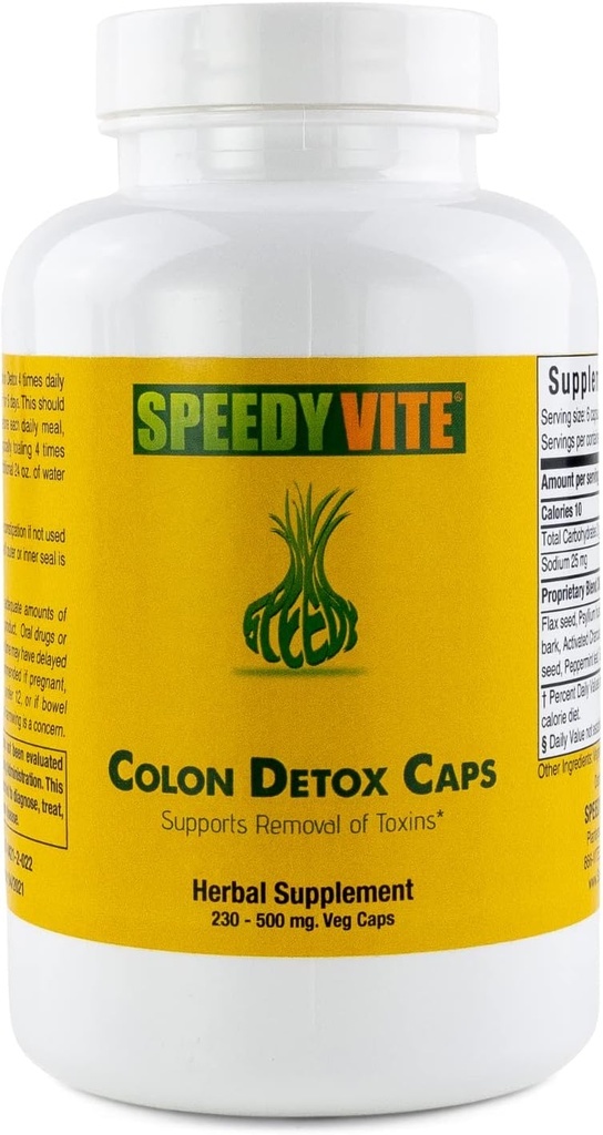 Colon Detox podporuje přírodní odstranění toxinů * Organic, Charcoal Psyllium Seed & Husk Flax Seed Apple Fiber / Pectin Slippery Elm Fennel- Powder in 230 Veg Caps