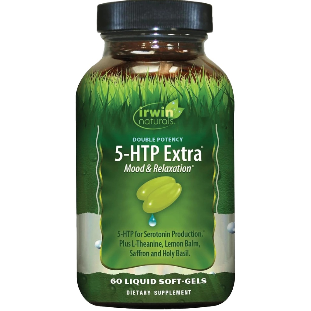 Irwin Naturals Double Potency 5-HTP Extra - 60 Liquid Soft- Gels - pro Relaxaci a výrobu serotoninu - 30 Služeb
