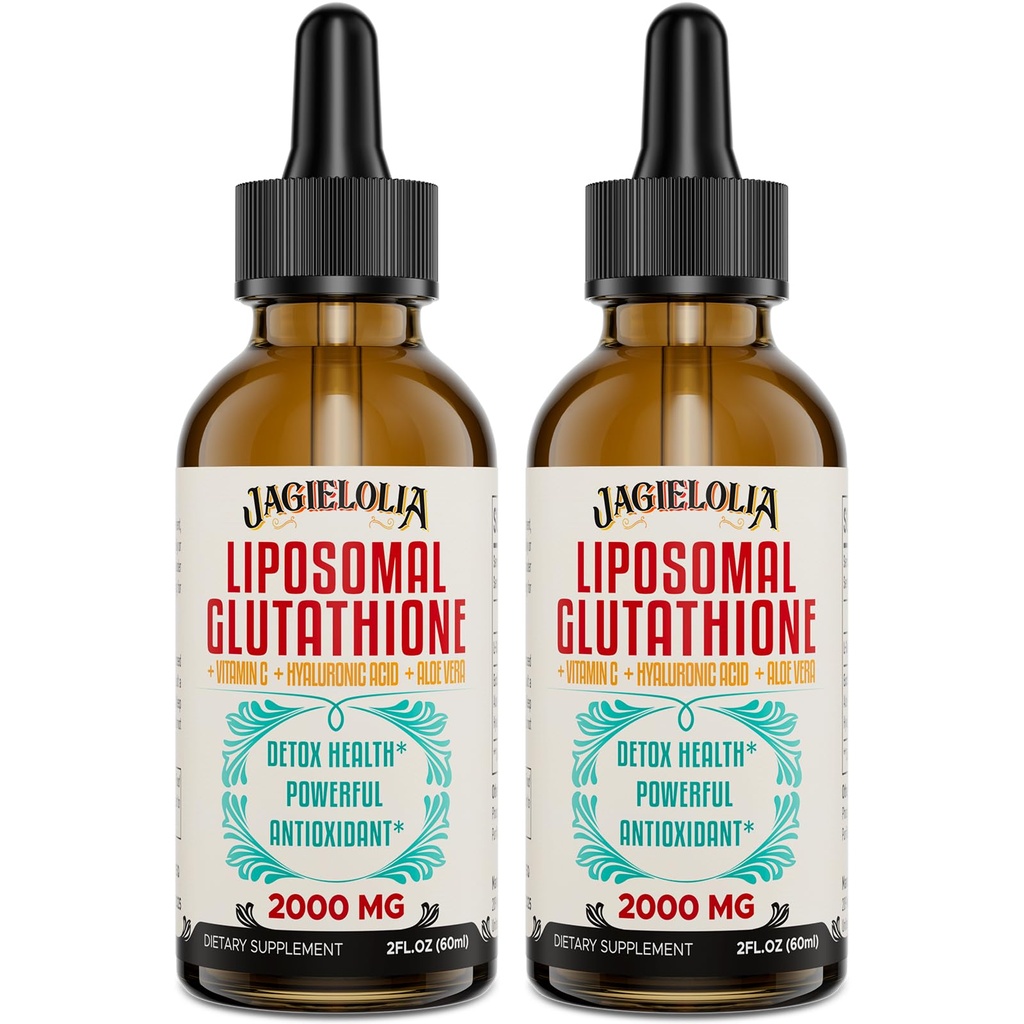 Lipozomální Glutathione Liquid 2000MG - Antioxidant Detox dodatek pro ženy a muže, stárnutí obrany, funkce jater a energie, s Hyaluronic acid + Aloe Vera + Vitamin C, přírodní & Vegan, 4 FL.OZ
