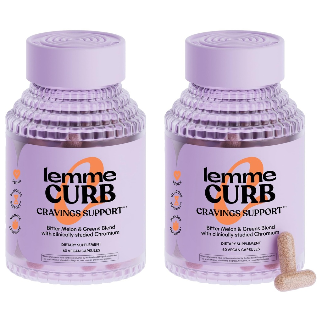Lemme Curb - Chuť, Zlepšit metabolismus sacharidů, Podpora řízení hmotnosti, Klinicky studoval chromitý pikolinát, hořký melon, Cejlon Skořice & Zelená Superfood - 60 Počet (balení po 2)