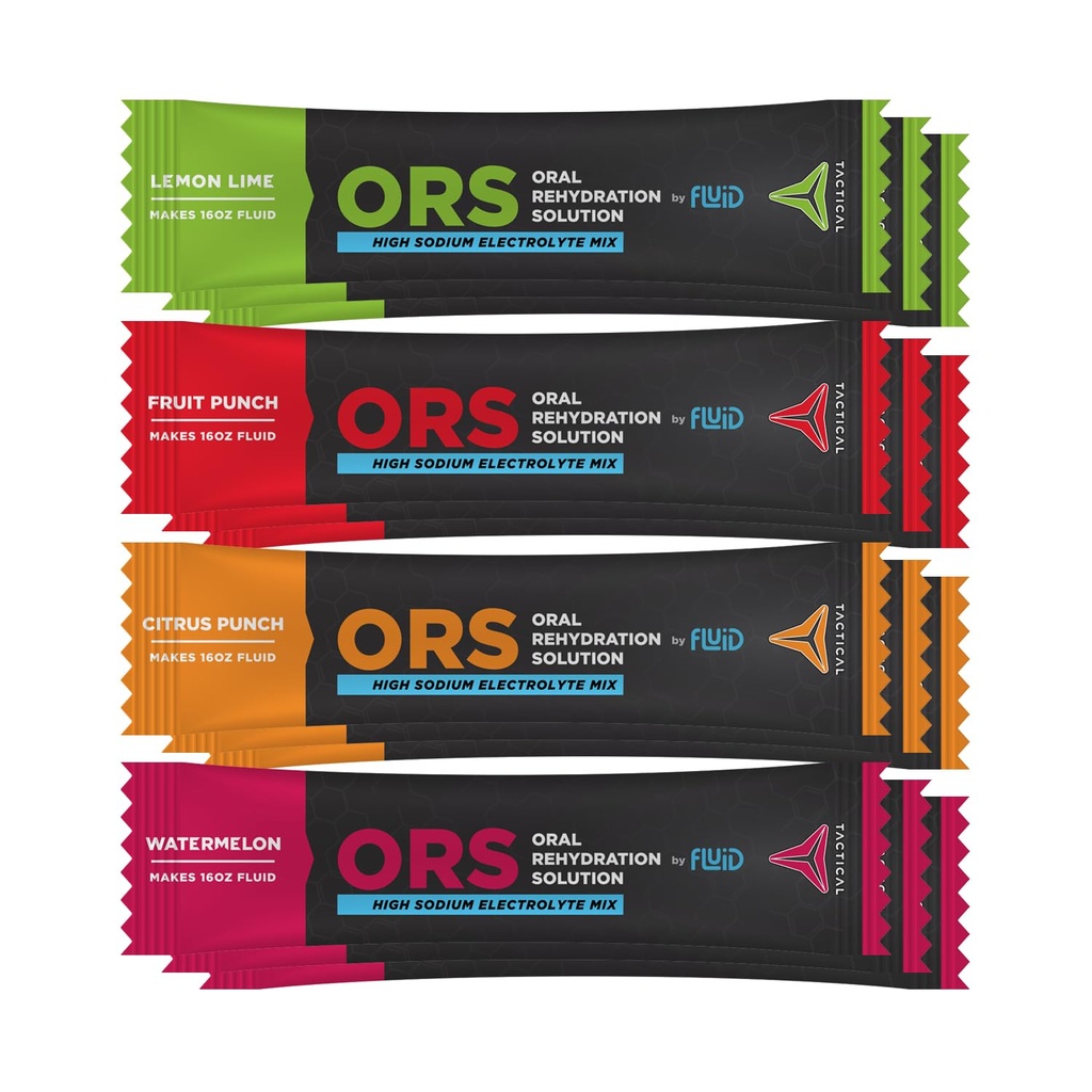 Tactical - ORS (Oral Rehydratation Solution), Recover Faster, Extreme Dehydratation Electrolytes, 12 pack (4 Flavor Variety Pack)