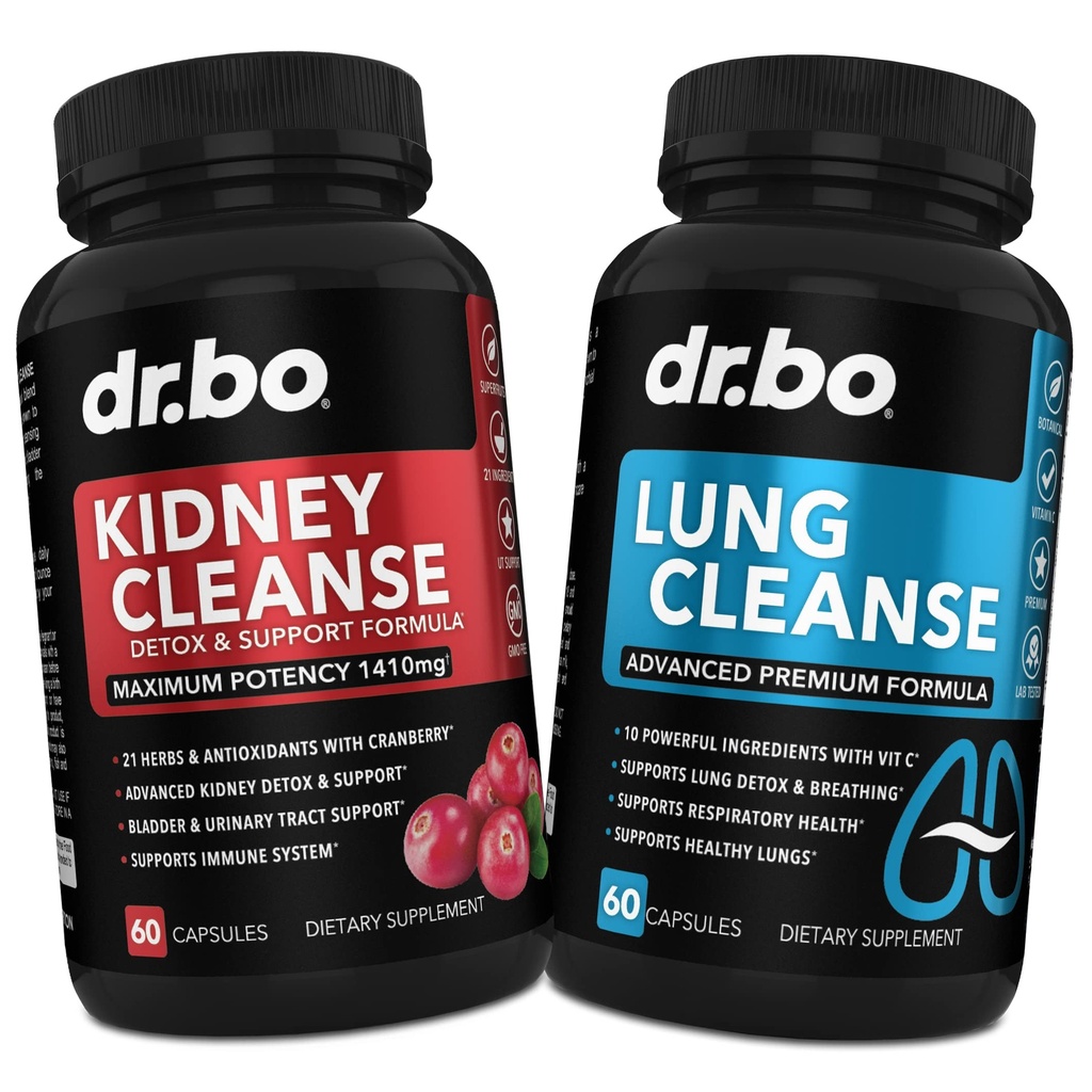 Dr. BO Ledviny Cleanse & Lung Support Pills - Premium Bylinné doplňky na podporu ledvin & Lung zdraví