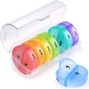 Sukuos Velké týdenní pilulky organizátor 2 krát denně, Denní Pill Box 7 den snadno otevřít s dvojitou ochranou, AM PM Pill pouzdro pro medicínu / vitamín / rybí olej / doplňky (jasné)