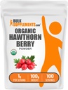 Bulksupplements.com Organic Hawthorn Berry Powder - Bylinný dodatek, Hawthorn Berry Organic - Vegan & gluten Free, 1g per Serving, 100g (3.5 oz) (balení po 1)