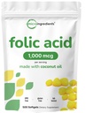 Folic Acid 1000 mcg, 500 Coconut Oil Softgels (1mg) Yellow 124; Essential Prenatal Vitamíny (Vitamin B9) Yellow 124; 1,667 Mcg DFE Yellow 124; Testované třetí strany, Žádné umělé barvy nebo Flavors Yellow 124; Non- GMO, Gluten Free