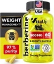 Berberine dodatek 500mg - USA Made Berberine 500mg - Non- GMO Berberine HCL - Berberine doplňky pro řízení hmotnosti, energie, imunitní podpora - 60 Kapsle