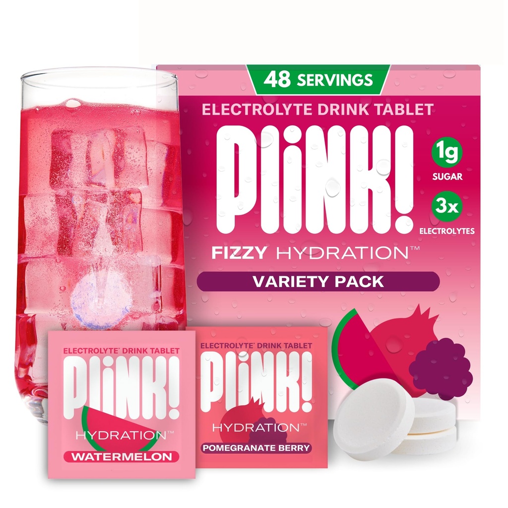 Pink! Fizzy Electrolyte Drinkové tablety pro denní hydrataci - 48ct Electrolyte Tablety + sodík, draslík, hořčík, Low- Calorie, Low- Sugar Keto Electrolytes Powder Hydration Packets Water Flavoring
