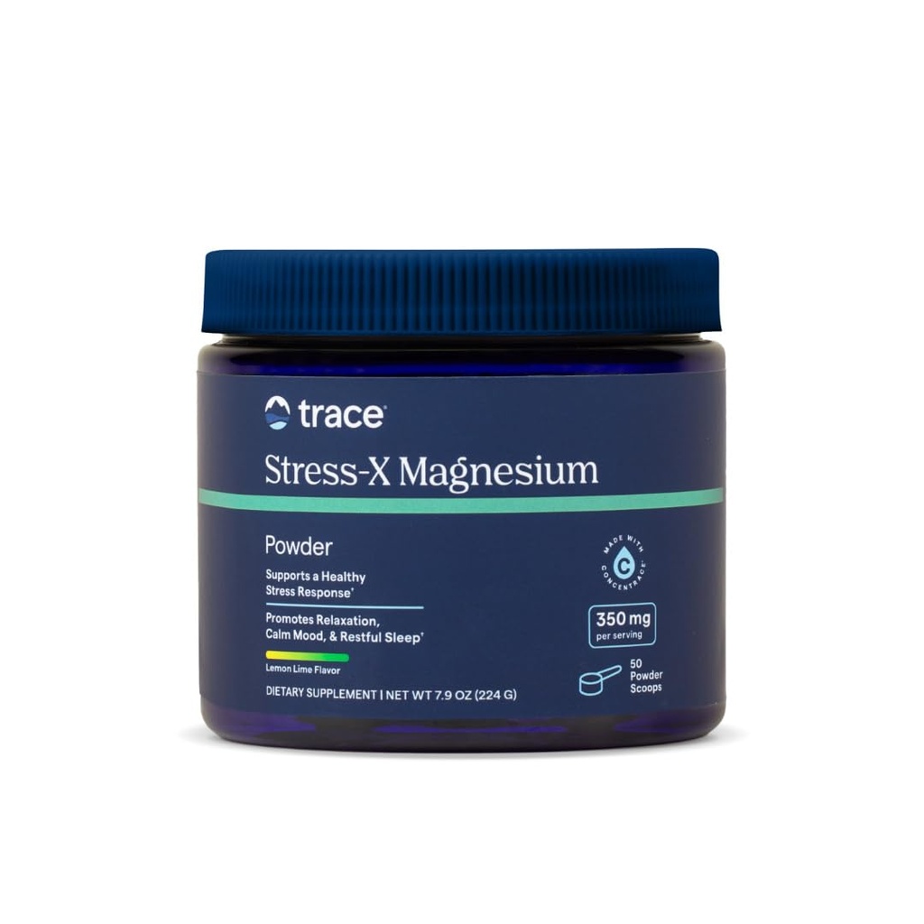 Stopa Minerály Stress-X Magnesium, 350mg - Prášek doplněk hořčíku na podporu svalové relaxace a obnovy - Restful Sleep Supplement - Lemon Lime Flavor, 7.9 oz (50 Služeb)