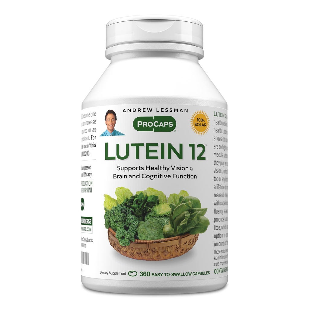 ANDREW LESSMAN Lutein 12 mg - 360 Softgels - Ultra- High Levels of Lutein. Výkonný antioxidant karotenoid. Podporuje oční zdraví a podporuje zdravé vidění a pleť.