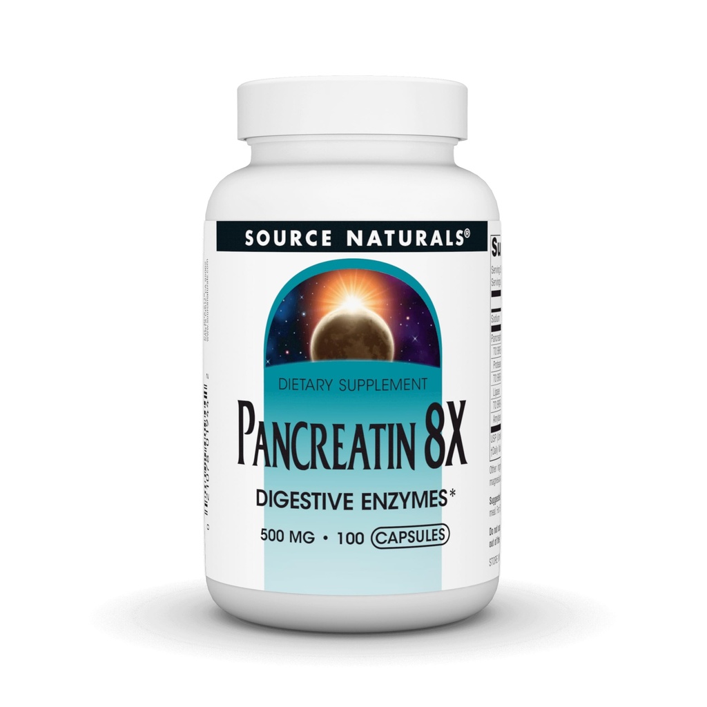 Zdroj Naturals Pancreatin 8X, 500 mg Digestivní enzymy - 100 tobolek