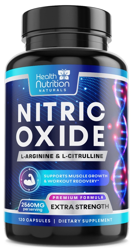 Oxid dusnatý Booster 2560mg - Extra síla L Arginine & Citrulline Dodatek pro muže a ženy - Premium Muscle Supporting Nitric Booster - Natural Energy & Heart Health Support - 120 Kapsle